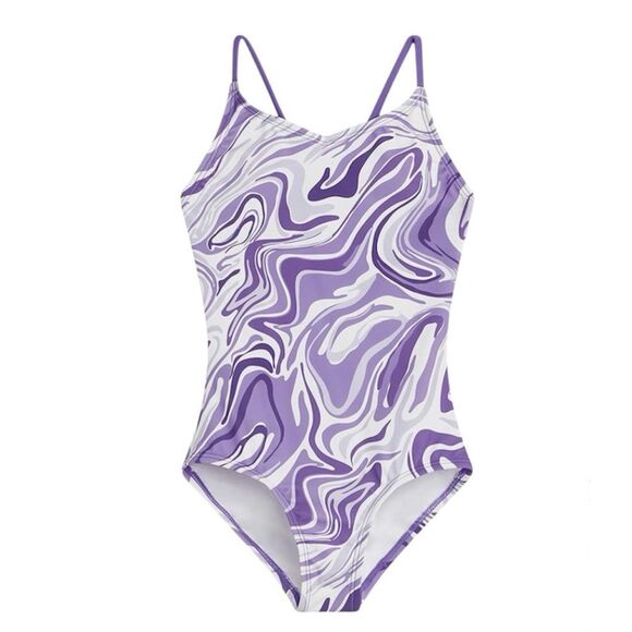 Kanu Surf Hurricane Beach Sport UPF 50 One Piece Swimsuit, Purple, Size 14, NWT - Picture 1 of 7